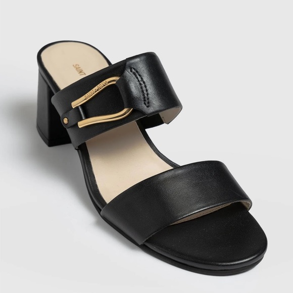 Saint + Sofia MAIDA Leather Block Heeled Mules - Picture 3 of 13